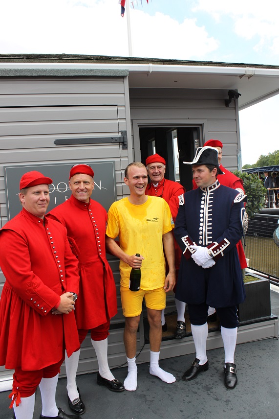 Harry McCarthy celebrates Doggett's win