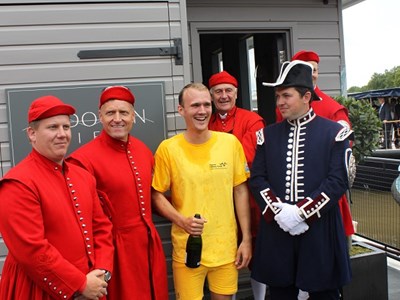 Harry McCarthy celebrates Doggett's win